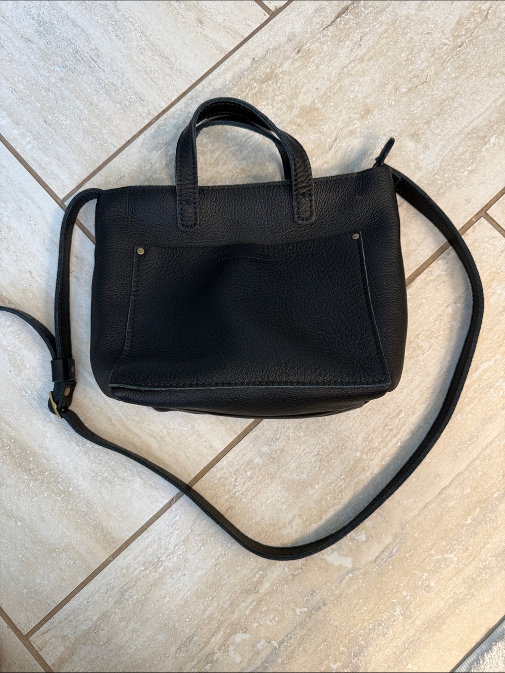 Portland Leather Goods Mini Zippered Crossbody Tote Pebbled